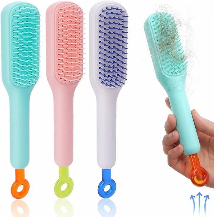 MTS Self-Cleaning Hair Brush – Easy Hair Removal & Detangling Brush