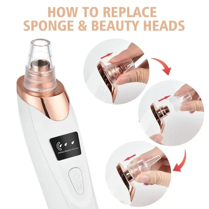 Electric Blackhead Remover Vacuum β Pore Cleaner & Acne Extractor Tool | 5 Suction Heads | Facial Skin Care Device