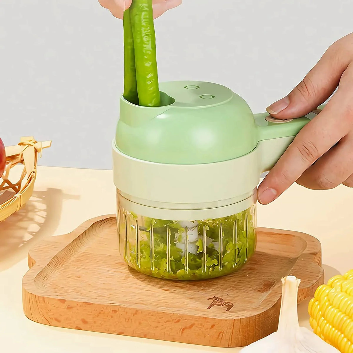 4 in 1 Handheld Electric Vegetable Cutter Set Multifunctional Hand Held Food Processor Portable Wireless Vegetable Chopper Slice