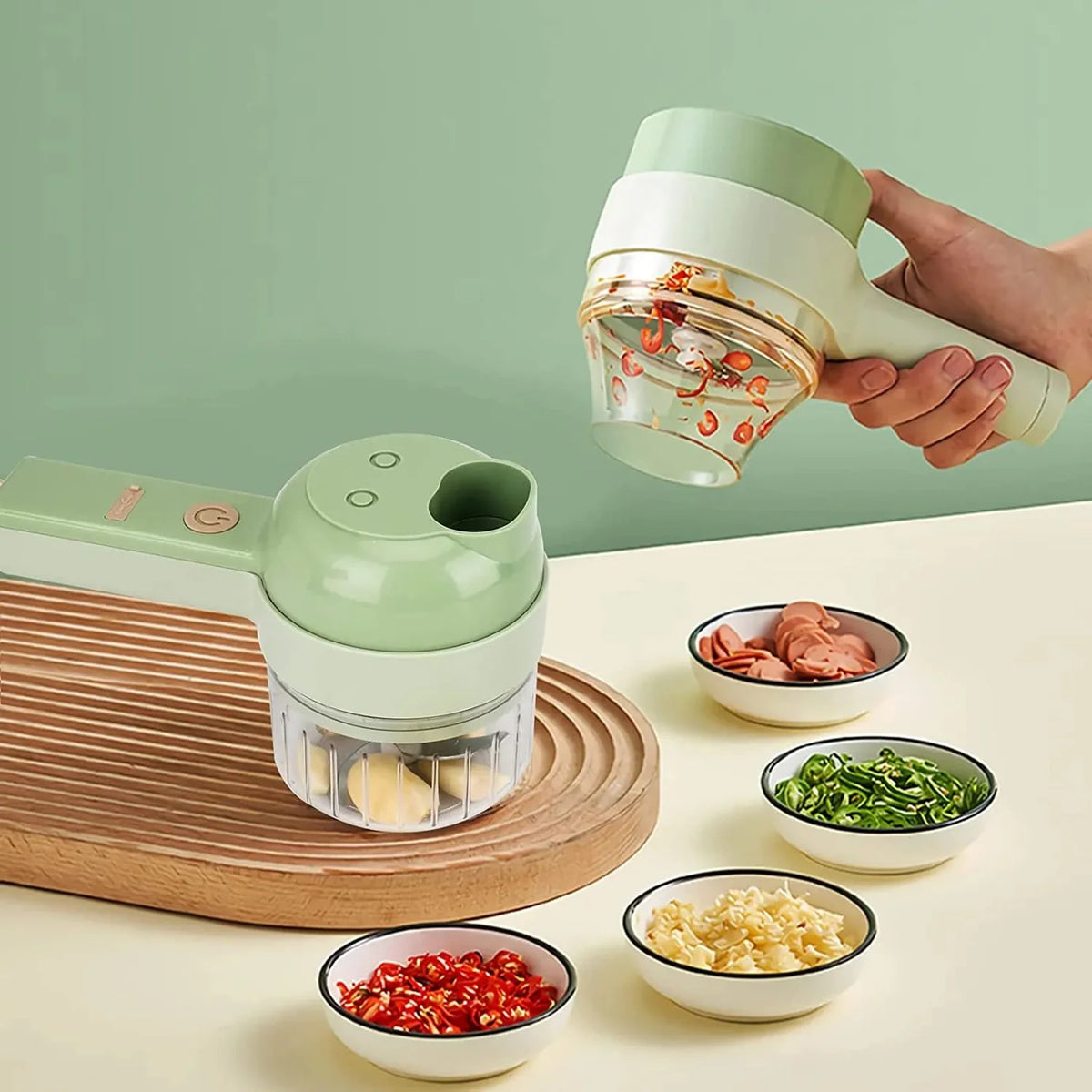 4 in 1 Handheld Electric Vegetable Cutter Set Multifunctional Hand Held Food Processor Portable Wireless Vegetable Chopper Slice