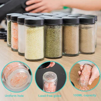 Premium 360° Rotating Spice Rack Organizer with 18 Glass Jars