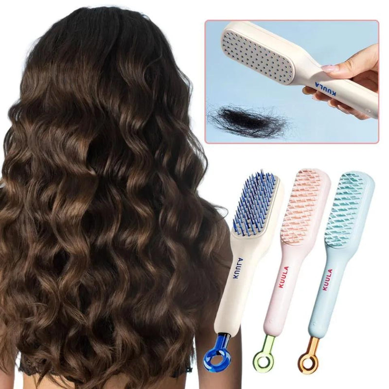 MTS Self-Cleaning Hair Brush – Easy Hair Removal & Detangling Brush