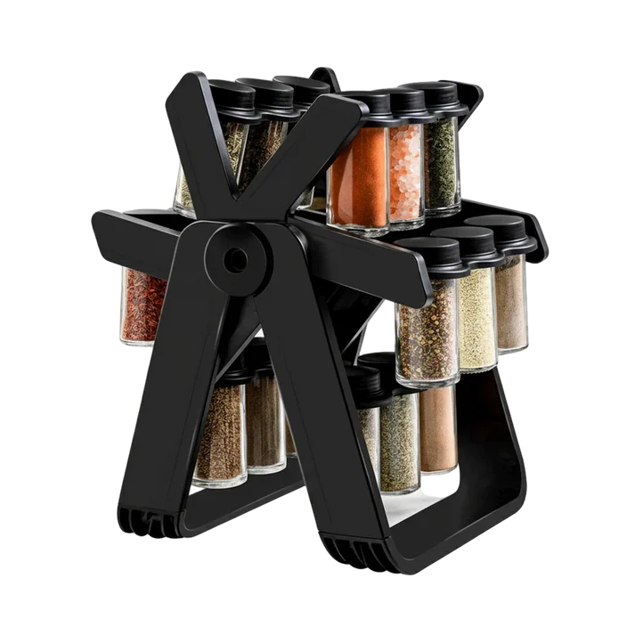Premium 360° Rotating Spice Rack Organizer with 18 Glass Jars